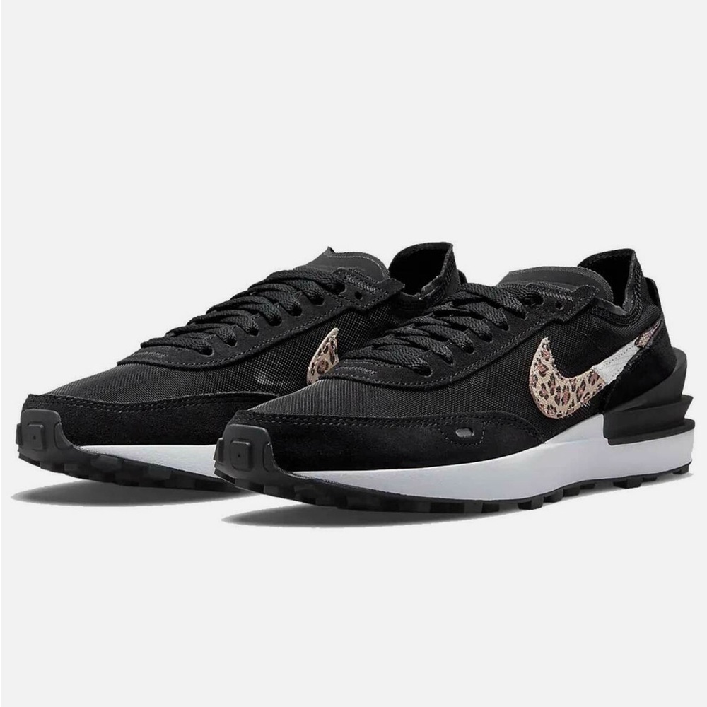 Women's Nike Waffle One SE Black Pink Leopard Multi